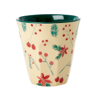 Christmas Poinsettia Print Melamine Cup Rice DK